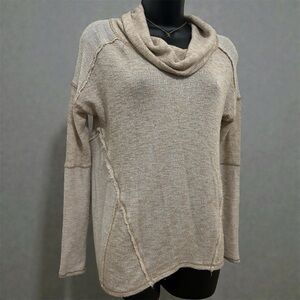 We The Free Beige Cowl Neck Sweater
